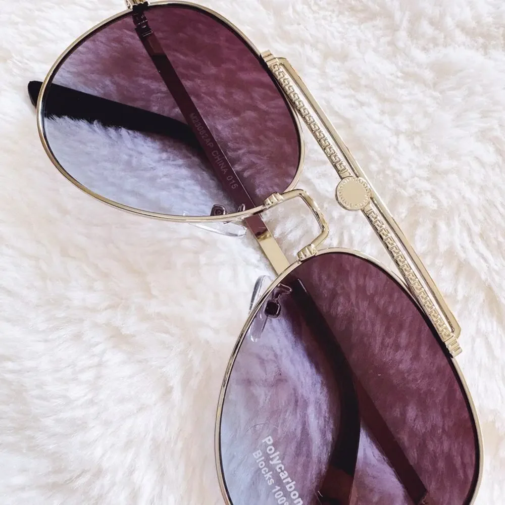 Doug Clear Blue W/ Silver Rim Aviator Sunglasses